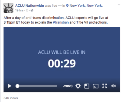 ACLU, live video, facebook live