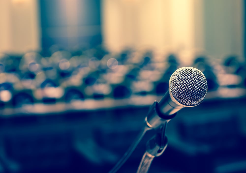 microphone, conference hall