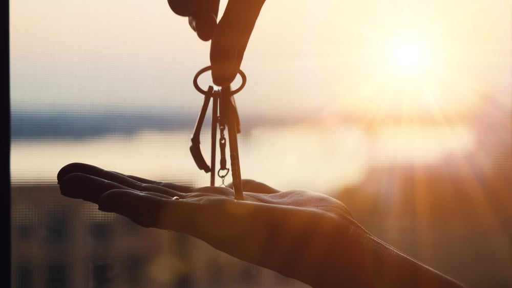 keys, sunset background