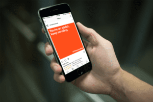 instagram post reading "you're an addict. stop scrolling."