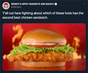 wendy's tweet from chicken wars