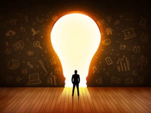 man in lightbulb representing thought leader