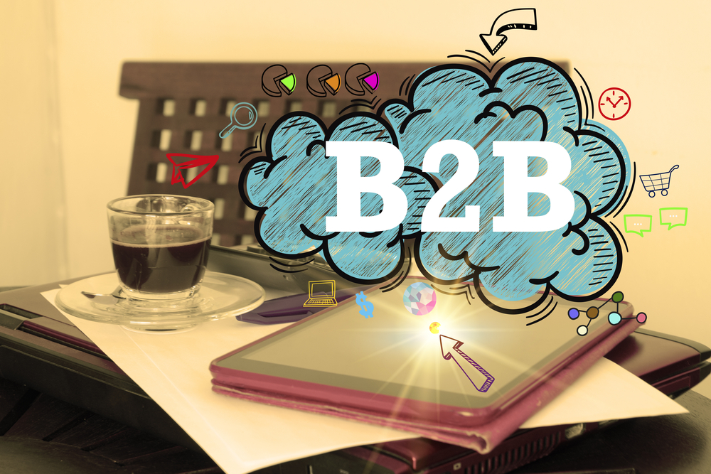 B2B logo on desk