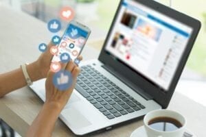 social media app on mobile and desktop